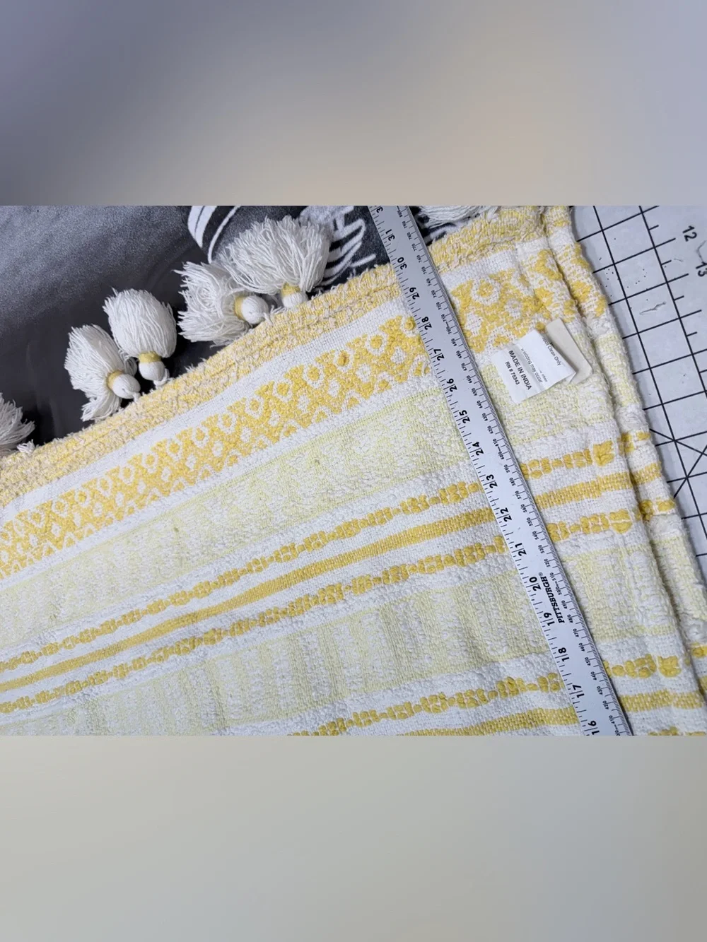 Artisan De Luxe Home Textured Cotton Pompom Throw Blanket